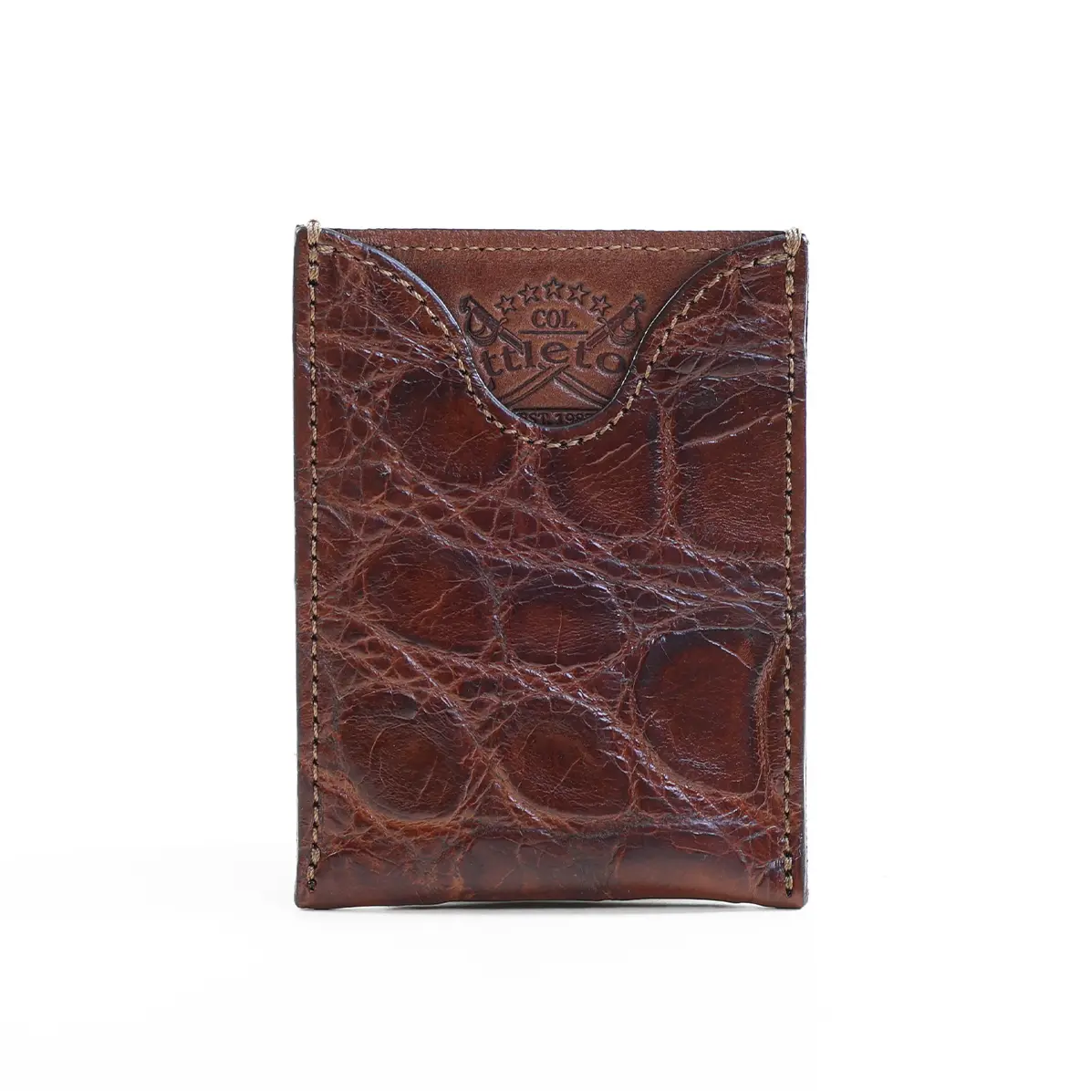 View larger image of No. 4 Card Case in Vintage Brown American Alligator - ID 001 - front view cut out on No. 2 Card Wallet in Vintage Brown American Alligator - ID 001 - front view