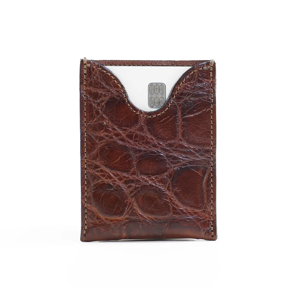 View larger image of No. 4 Card Case in Vintage Brown American Alligator - ID 001 - front view cut out on No. 2 Card Wallet in Vintage Brown American Alligator - ID 001 - front view