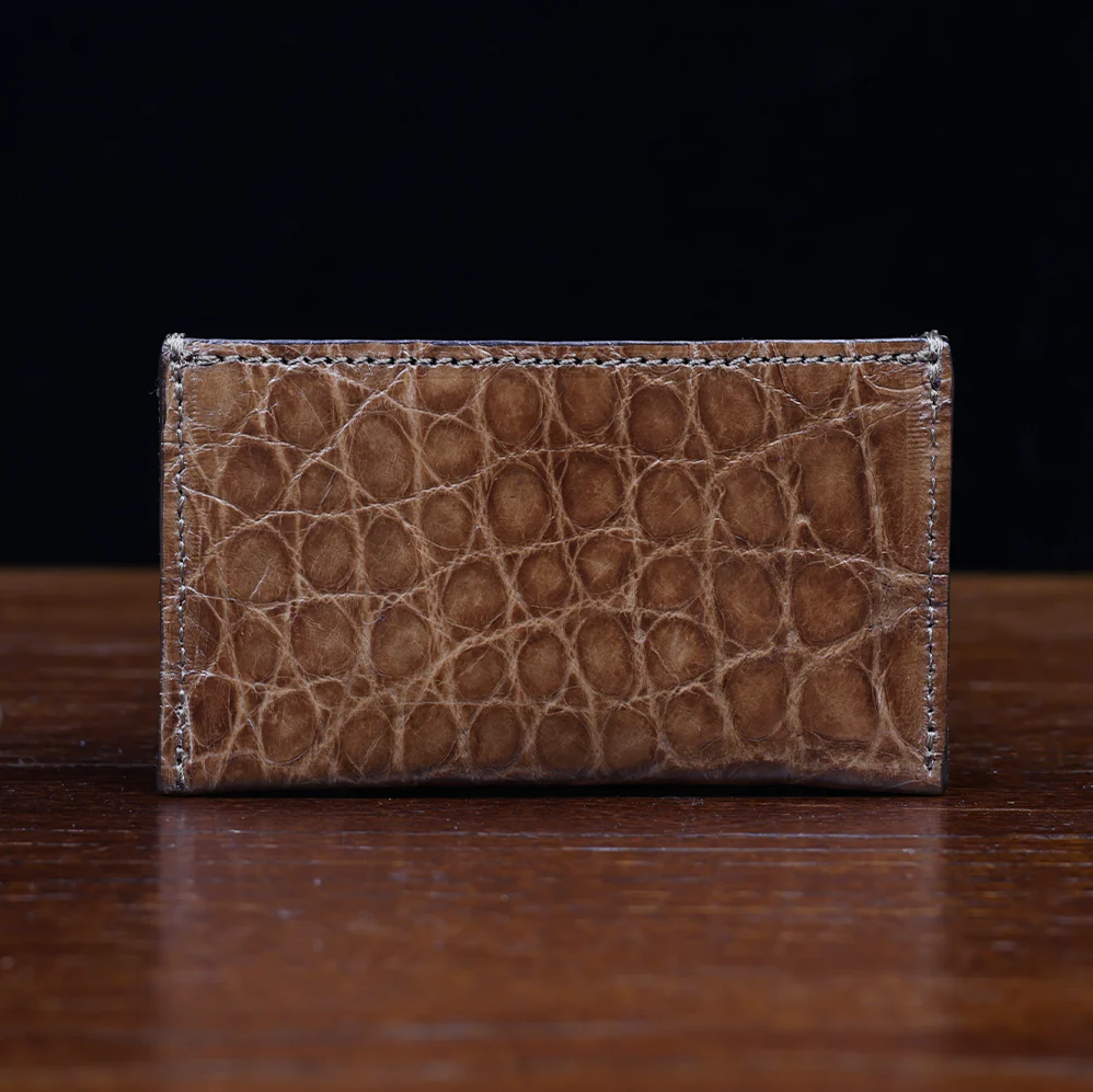 View larger image of No. 3 Card Wallet in Vintage Brown American Alligator - ID 001 - back