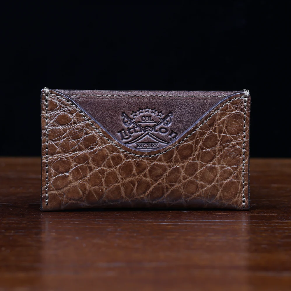 View larger image of No. 3 Card Wallet in Vintage Brown American Alligator - ID 001 - front