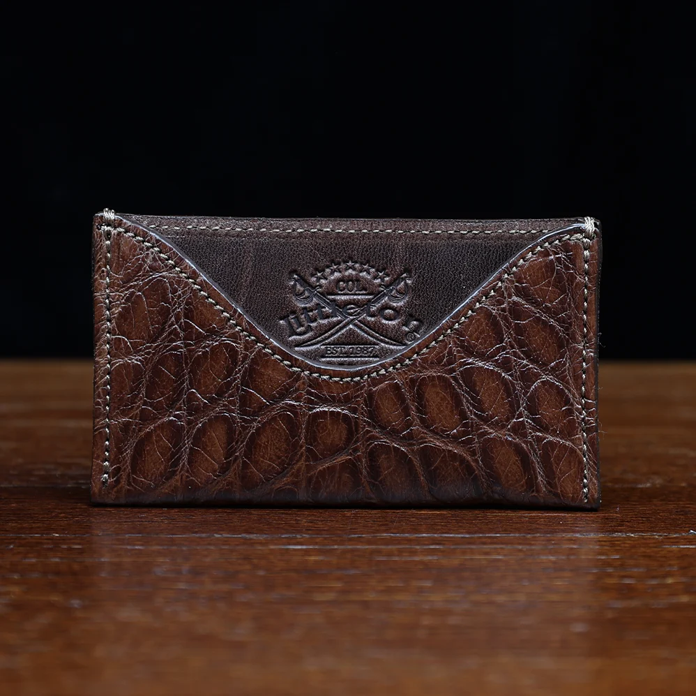 View larger image of No. 3 Card Wallet in Vintage Brown American Alligator - ID 001 - front
