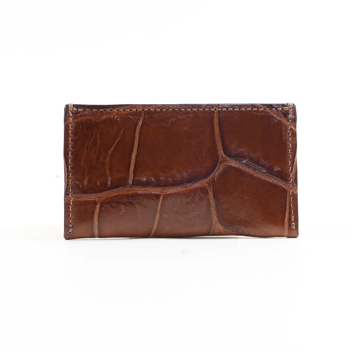 View larger image of No. 3 Card Wallet in Vintage Brown American Alligator - ID 003 - back view