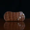 No. 2 Eyecase Glasses Case in Brown American Alligator with glasses- ID 002 - back view on black background