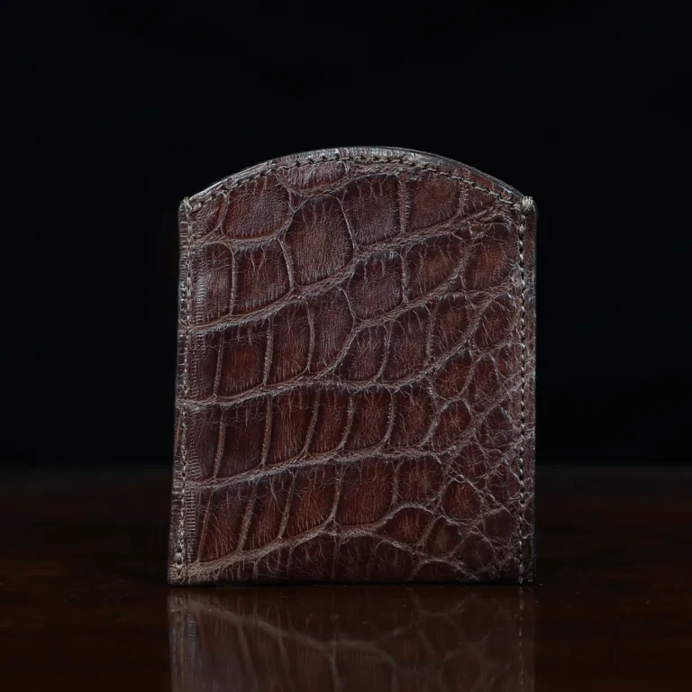front pocket wallet in american alligator showing the back empty - id 001