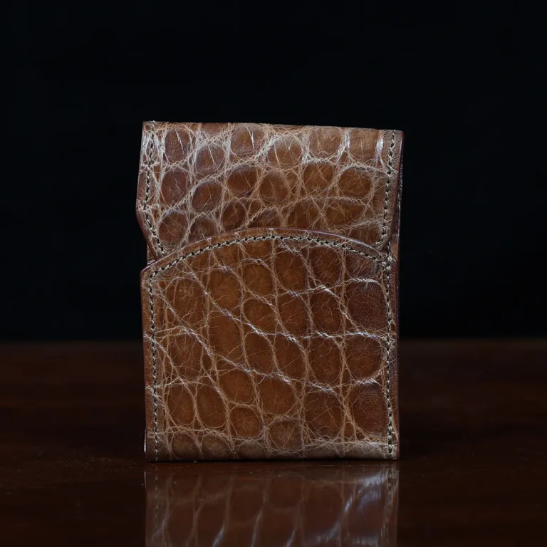 front pocket wallet in american alligator showing the front