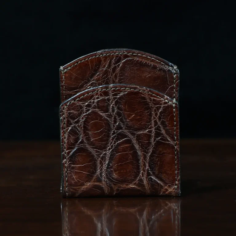 front pocket wallet in american alligator showing the front empty - id 001