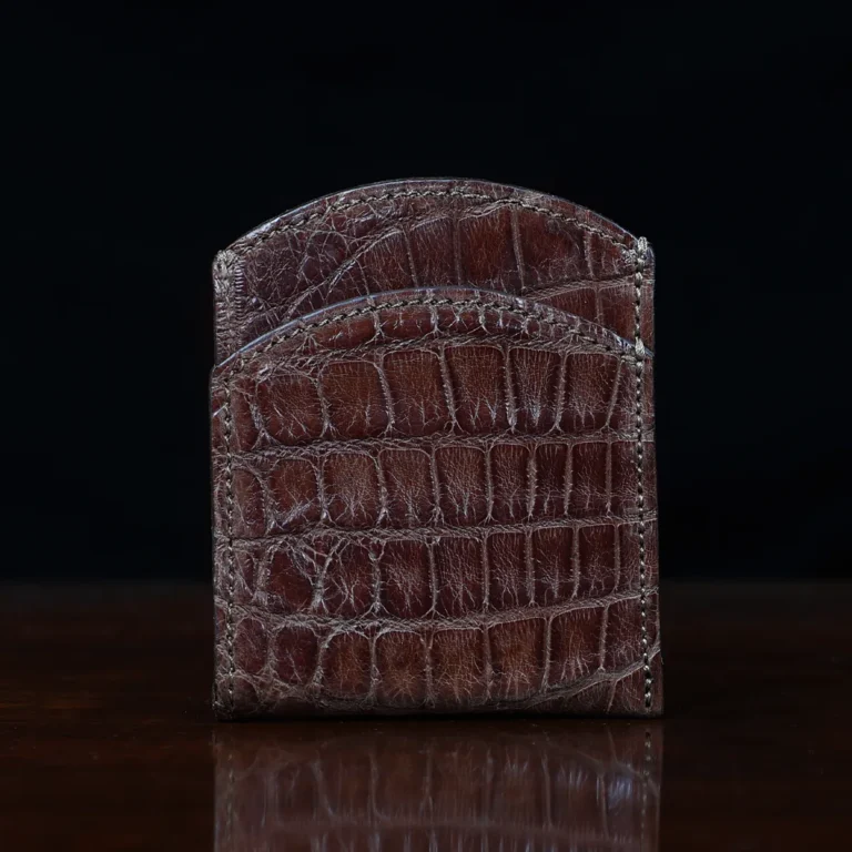 front pocket wallet in american alligator showing the front empty - id 001