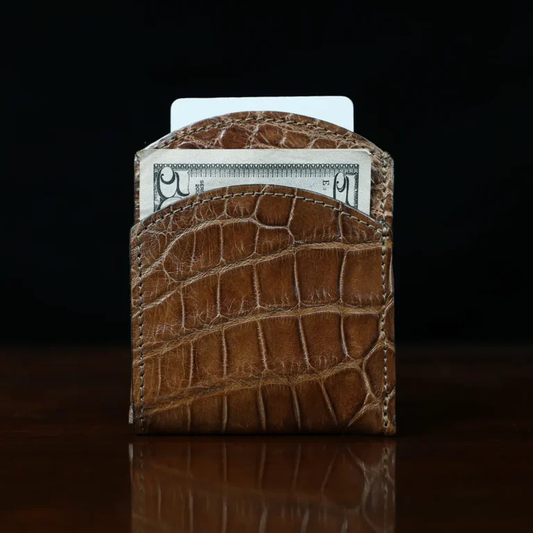 American Alligator front pocket wallet, showing the front with cash and card - id 001