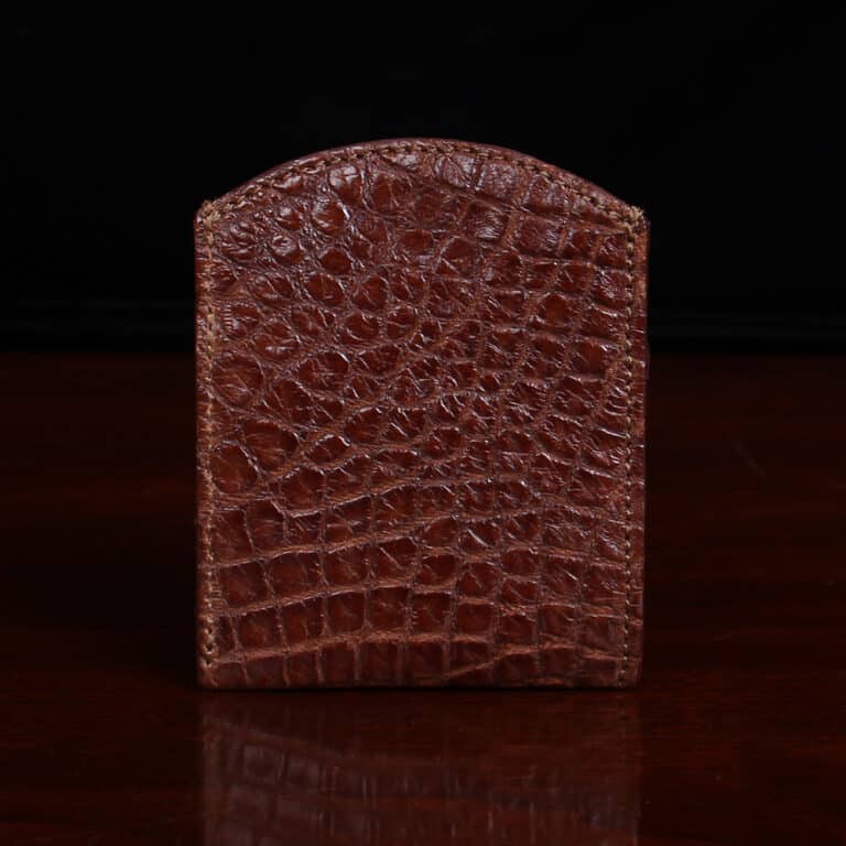 Front pocket wallet in brown American Alligator - ID 002 - back view
