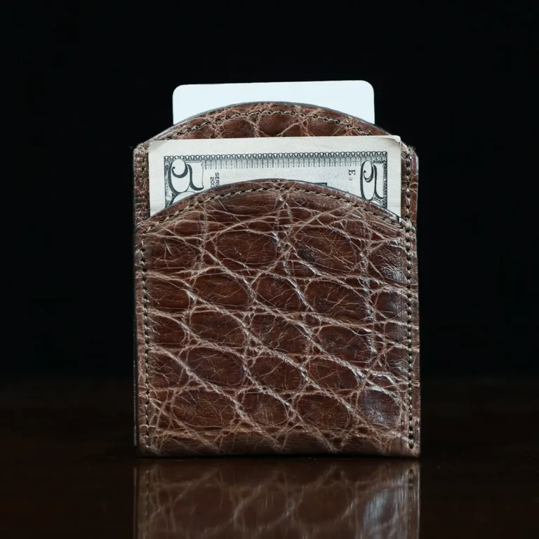 American Alligator front pocket wallet, showing the front with cash and card - id 002