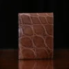 Front pocket wallet with flap in brown American Alligator - ID 001 - back view