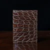 No. 2 Card Wallet in Vintage Brown American Alligator - ID 002 - front view on a black background