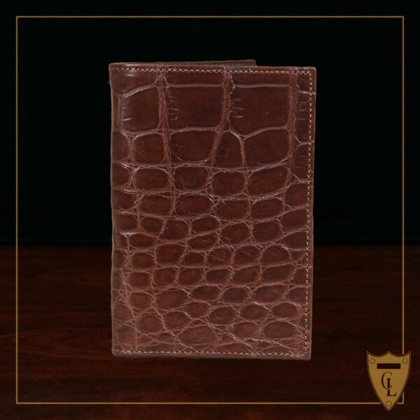 No. 23 Pocket Journal in Vintage Brown American Alligator - ID 001 - front view cut out on a black background