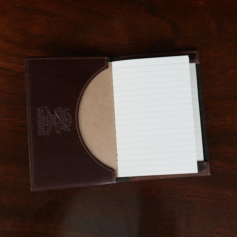No. 23 Pocket Journal in Vintage Brown American Alligator - ID 001 - open view on a black background