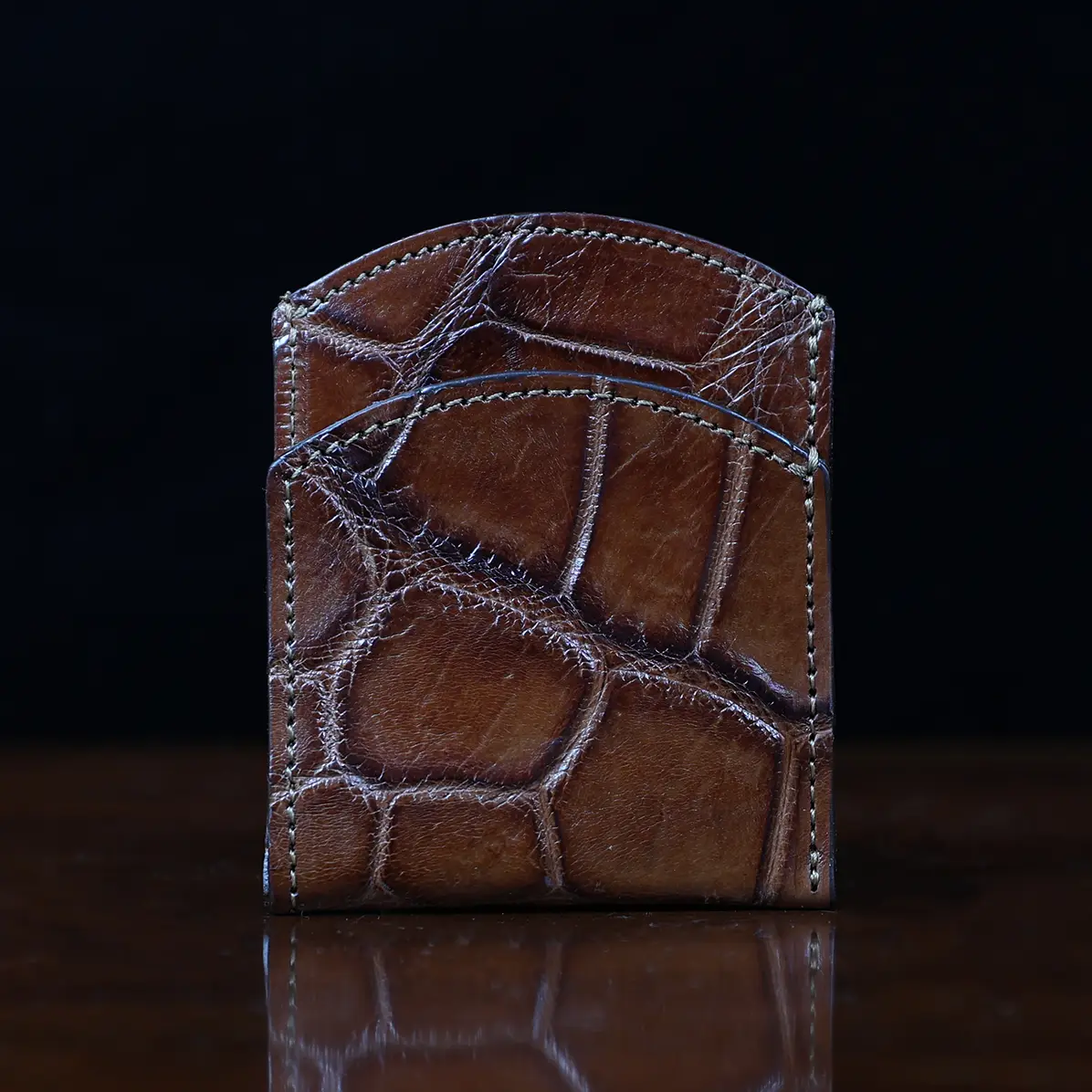 View larger image of front pocket wallet in american alligator showing the front empty - id 001