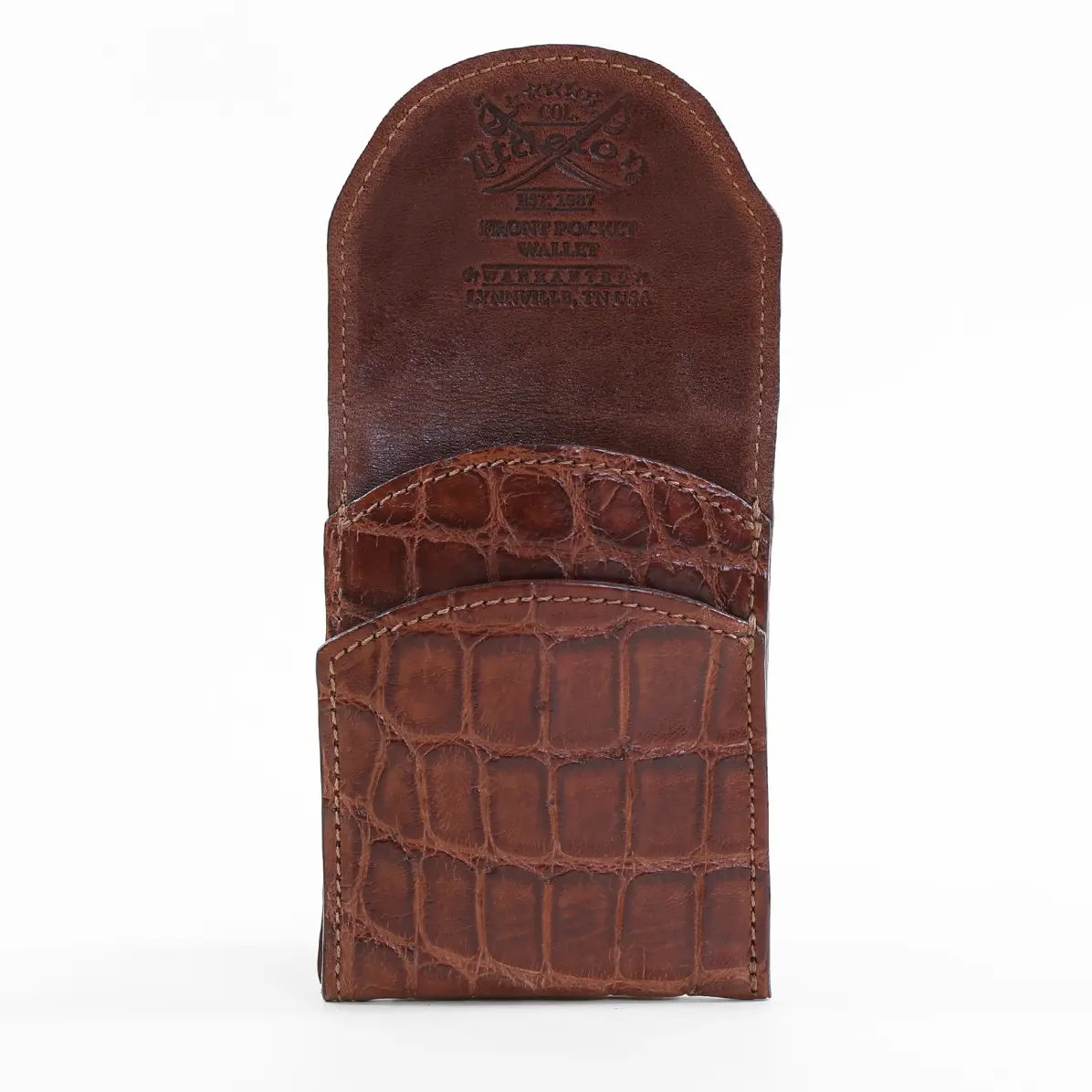 Front Pocket Wallet with Fold-Over Flap - American Alligator - 001