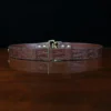 No. 5 Cinch Belt in brown American Alligator and brass buckle - ID 001 - back view on black background