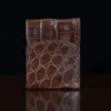 Front pocket wallet with flap in brown American Alligator - ID 003 - front view