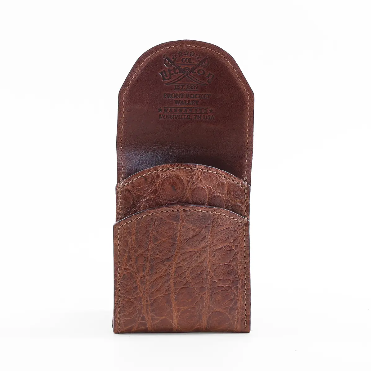 View larger image of American Alligator front pocket wallet, showing the front open - id 003
