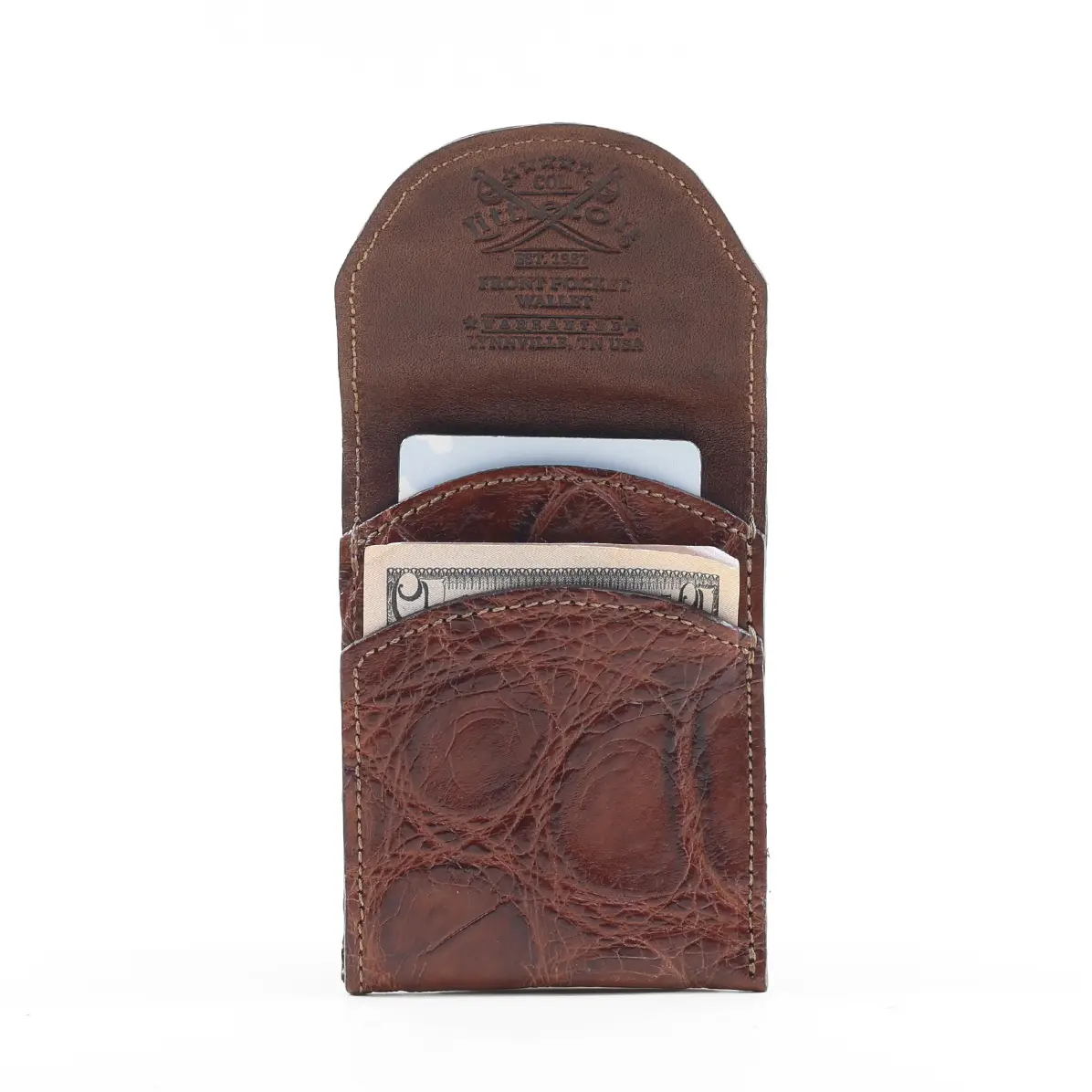 View larger image of Front Pocket Wallet with Fold-Over Flap - American Alligator - 003 - W5fl A 003 Open2 View