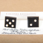 vintage cuff links - sterling silver onyx pearls "lucky sevens"