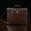 No. 1943 Navigator Briefcase in Vintage Brown American Alligator - Serial number 013 - back view
