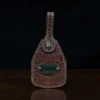 No. 1943 Navigator Briefcase in Vintage Brown American Alligator - Serial number 013 - front view of luggage tag