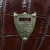 No. 1943 Navigator Briefcase in Vintage Brown American Alligator - Serial number 013 - back view of pommel