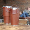 no30 vintage brown leather tumbler set and stainless steel cup in shop