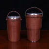traveler leather tumbler sleeves in 20 oz and 30 oz - back view