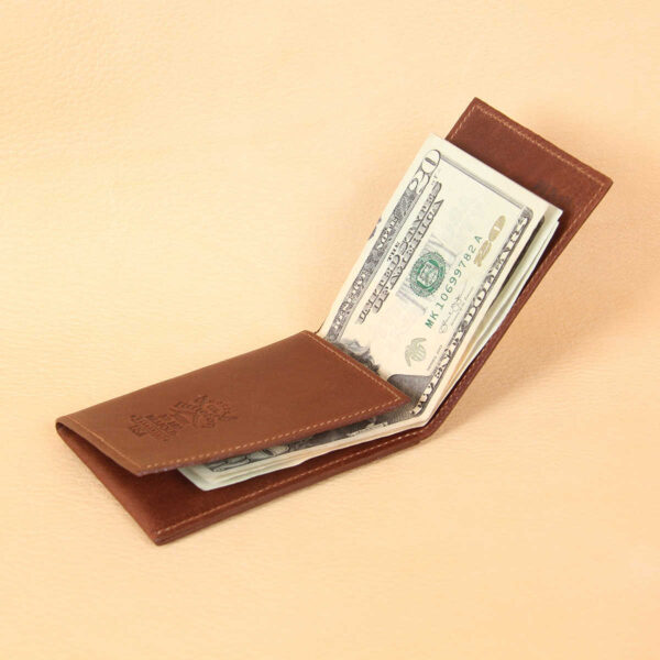 no 102 vintage brown billfold with flaps and cash