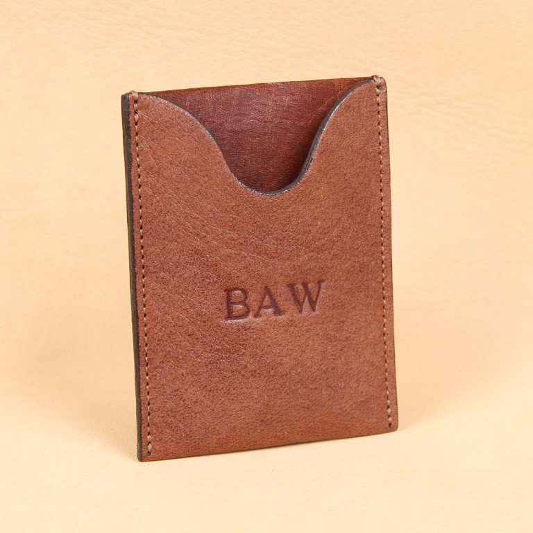 no 4 vintage brown leather card case with pocket