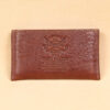 no 3 vintage brown leather card wallet with product stamp