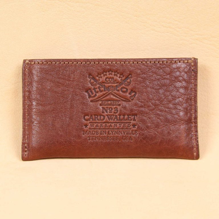 no 3 vintage brown leather card wallet with product stamp