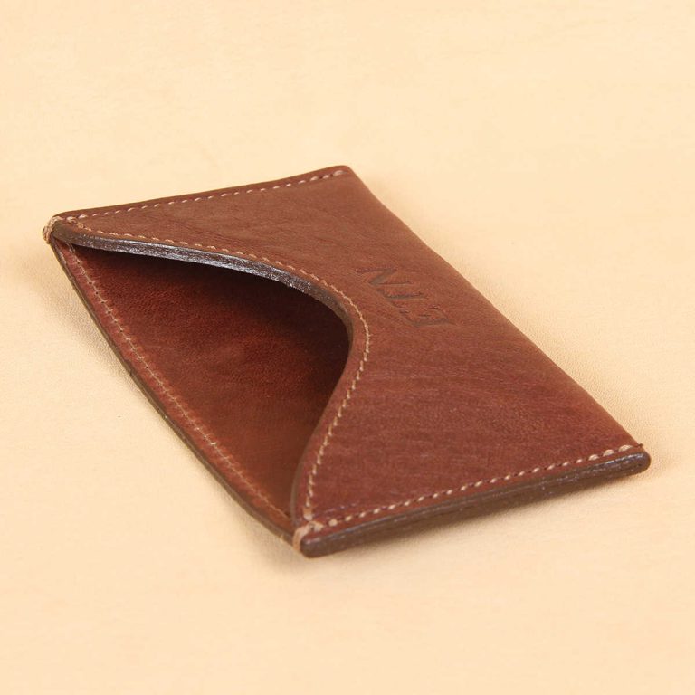no 3 vintage brown leather card wallet with pocket