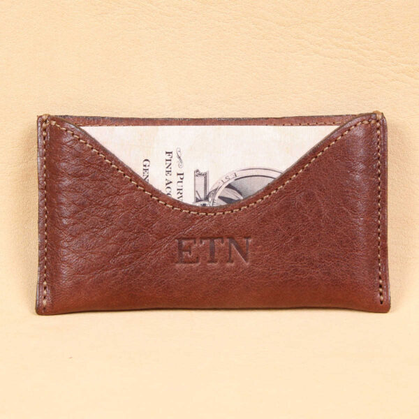 no 3 vintage brown leather card wallet with business card pocket