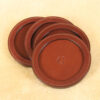 brown round leather coaster set