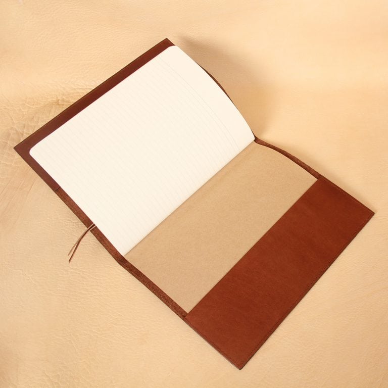 no 30 vintage brown leather journal notebook cover with interior pocket