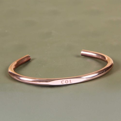 copper engravable wristwire bracelet with initial personalization stamp