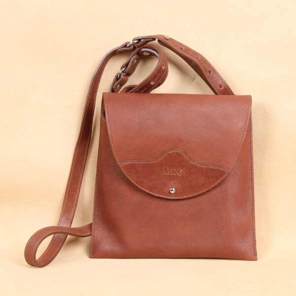 leather handbag brown front
