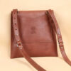 leather handbag brown logo