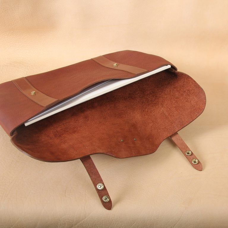 leather document bag flap