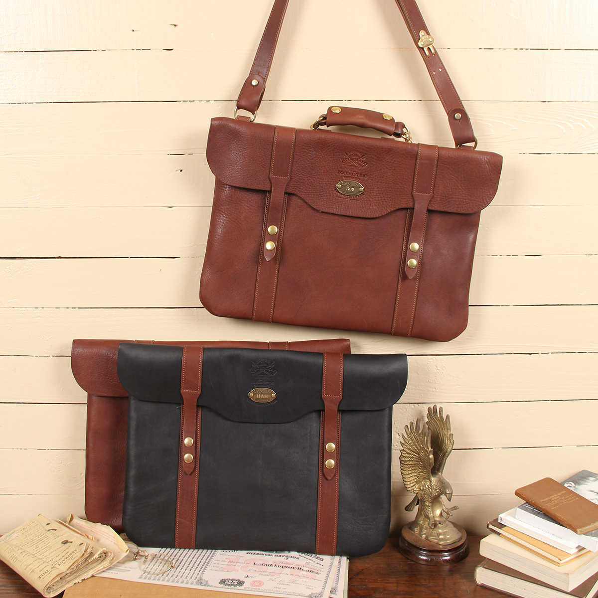 Leather Document Bag with Strap Best & USA Made Col. Littleton