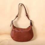 no25 drifter brown leather handbag with zippered closure and strap