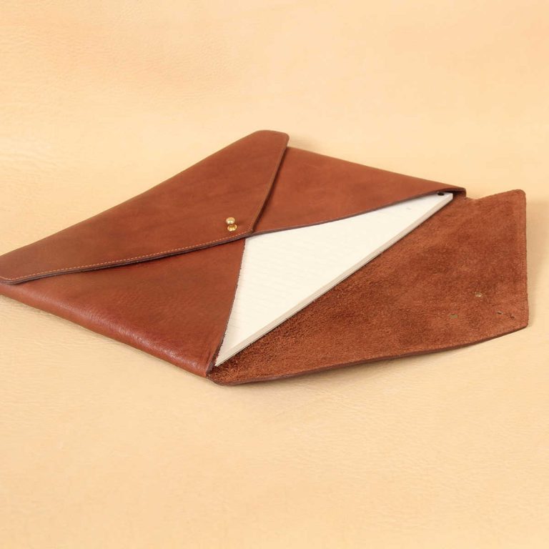 emissary brown american leather document envelope with flap open