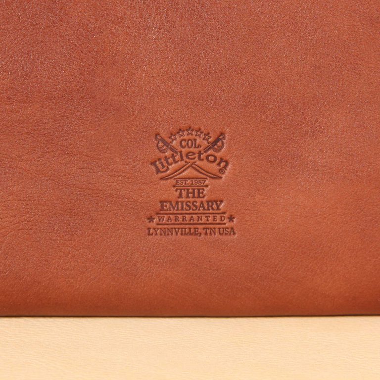 emissary brown american leather document envelope colonel littleton emboss logo