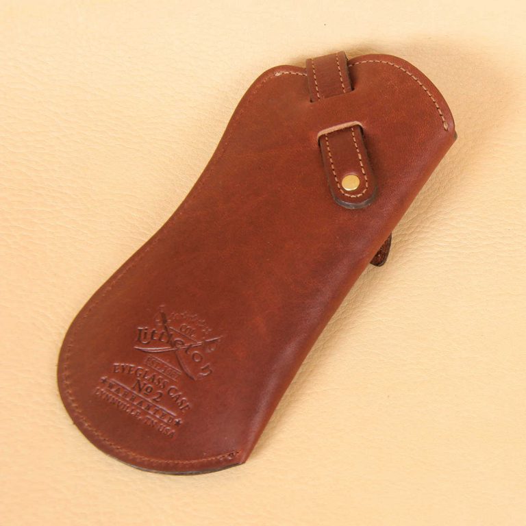 no 2 vintage brown leather eyeglass case with strap
