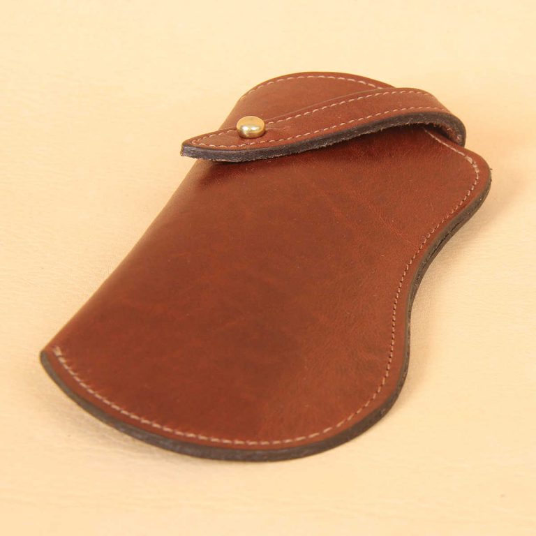 no 2 vintage brown leather eyeglass case with strap