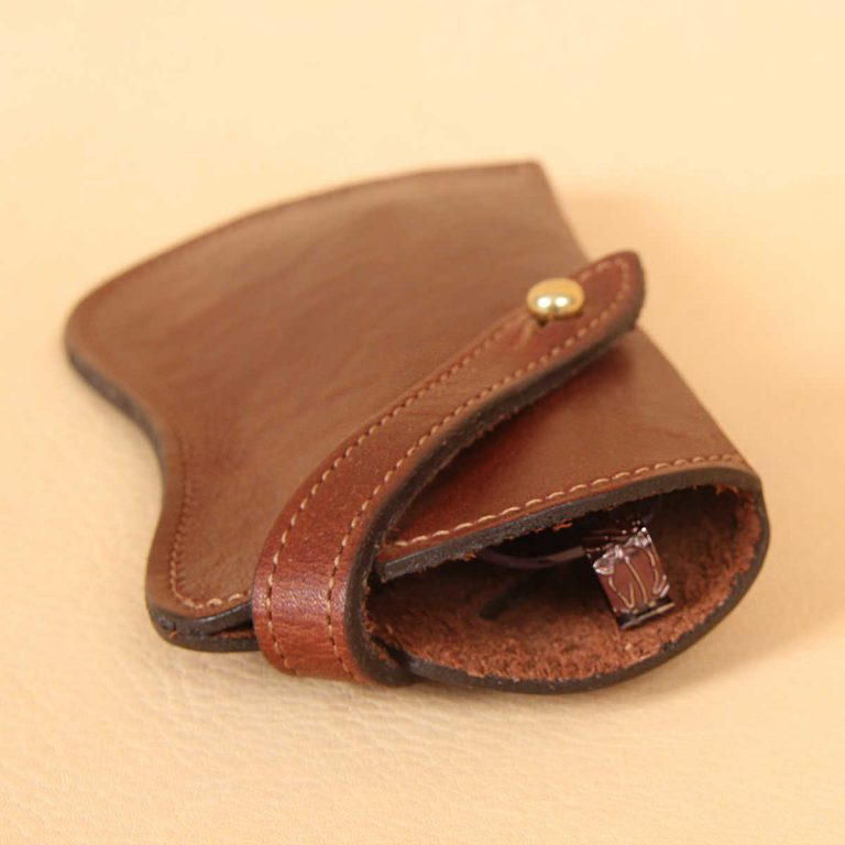 no 2 vintage brown leather eyeglass case with strap