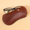 no 2 vintage brown leather eyeglass case with glasses